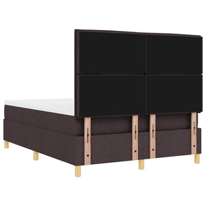 vidaXL LED Box Spring Bed with Mattress Dark Brown 140 x 190 cm Fabric