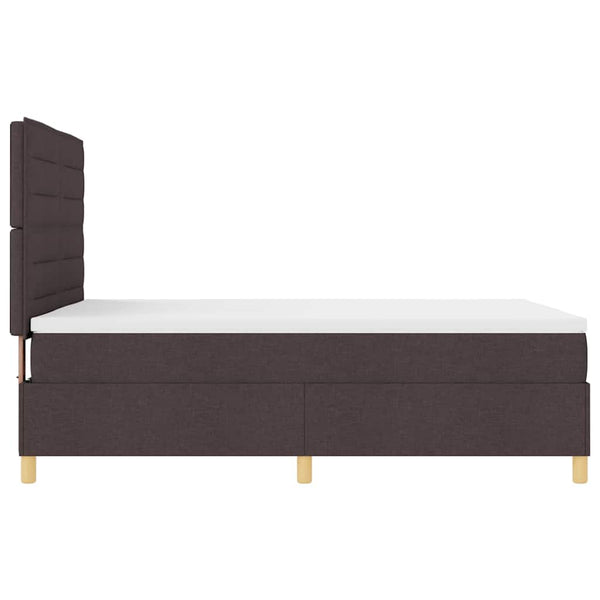vidaXL LED Box Spring Bed with Mattress Dark Brown 140 x 190 cm Fabric