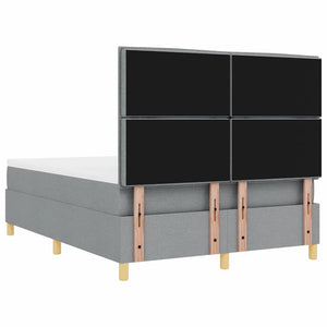 vidaXL LED Box Spring Bed with Mattress Light Grey 140 x 200 cm Fabric