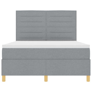 vidaXL LED Box Spring Bed with Mattress Light Grey 140 x 200 cm Fabric