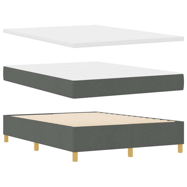 vidaXL LED Box Spring Bed with Mattress Dark Grey 140 x 200 cm Fabric