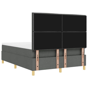 vidaXL LED Box Spring Bed with Mattress Dark Grey 140 x 200 cm Fabric