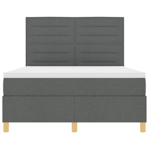 vidaXL LED Box Spring Bed with Mattress Dark Grey 140 x 200 cm Fabric