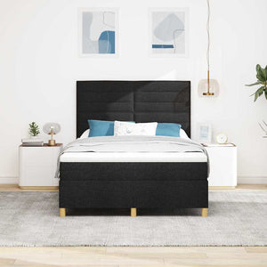 vidaXL LED Fabric Box Spring Bed with Mattress Black 140 x 200 cm