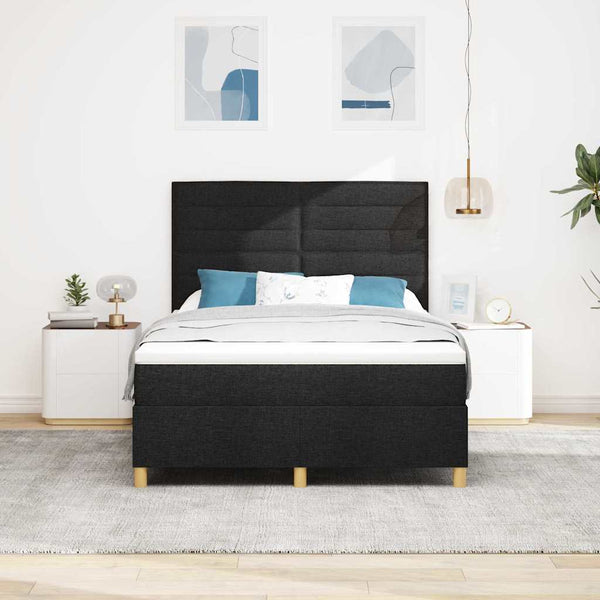 vidaXL LED Fabric Box Spring Bed with Mattress Black 140 x 200 cm