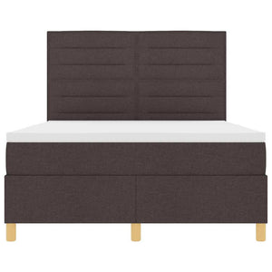 vidaXL LED Box Spring Bed with Mattress Dark Brown 140 x 200 cm Fabric