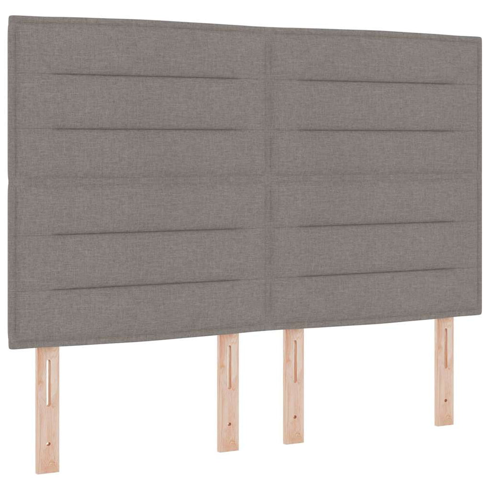 vidaXL LED Box Spring Bed with Mattress Taupe 140 x 200 cm Fabric