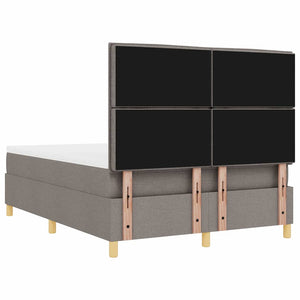 vidaXL LED Box Spring Bed with Mattress Taupe 140 x 200 cm Fabric