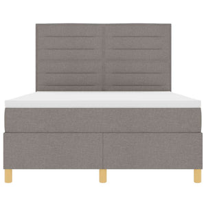 vidaXL LED Box Spring Bed with Mattress Taupe 140 x 200 cm Fabric