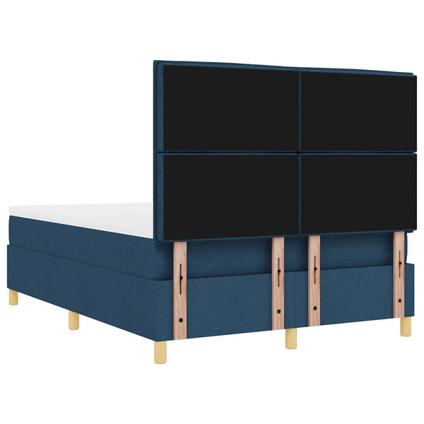 vidaXL LED Box Spring Bed with Mattress Blue 140 x 200 cm Fabric