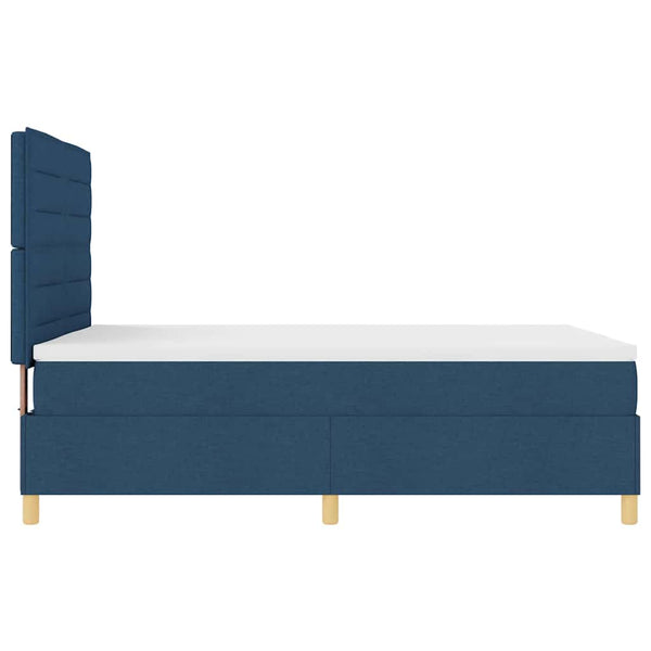 vidaXL LED Box Spring Bed with Mattress Blue 140 x 200 cm Fabric