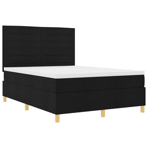 vidaXL LED Box Spring Bed with Mattress Black 160 x 200 cm Fabric