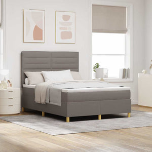 vidaXL LED Box Spring Bed with Mattress Taupe 160 x 200 cm Fabric