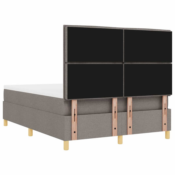 vidaXL LED Box Spring Bed with Mattress Taupe 160 x 200 cm Fabric