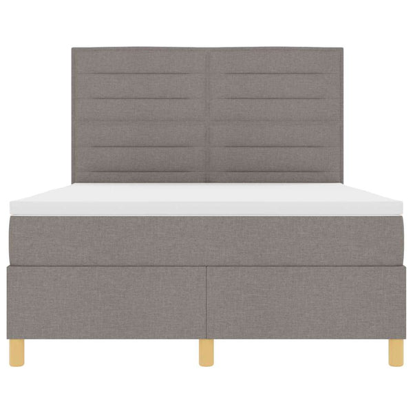 vidaXL LED Box Spring Bed with Mattress Taupe 160 x 200 cm Fabric