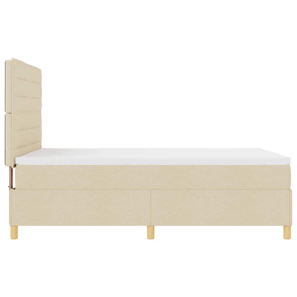 vidaXL LED Box Spring Bed with Mattress Cream 160 x 200 cm Fabric