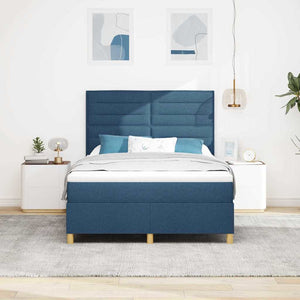 vidaXL LED Box Spring Bed with Mattress Blue 160 x 200 cm Fabric