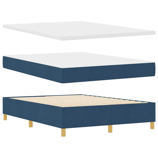 vidaXL LED Box Spring Bed with Mattress Blue 160 x 200 cm Fabric