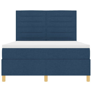 vidaXL LED Box Spring Bed with Mattress Blue 160 x 200 cm Fabric