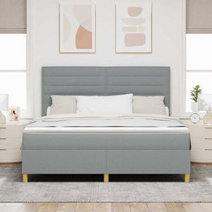 vidaXL LED Box Spring Bed with Mattress Light Gray 180 x 200 cm Fabric