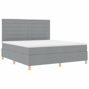 vidaXL LED Box Spring Bed with Mattress Light Gray 180 x 200 cm Fabric