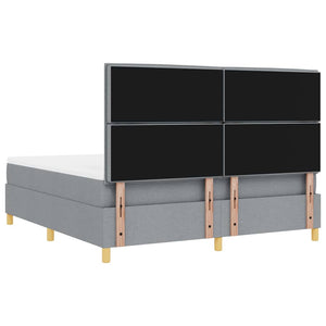 vidaXL LED Box Spring Bed with Mattress Light Gray 180 x 200 cm Fabric