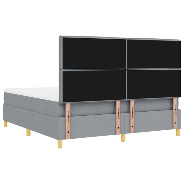 vidaXL LED Box Spring Bed with Mattress Light Gray 180 x 200 cm Fabric