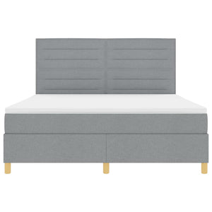 vidaXL LED Box Spring Bed with Mattress Light Gray 180 x 200 cm Fabric