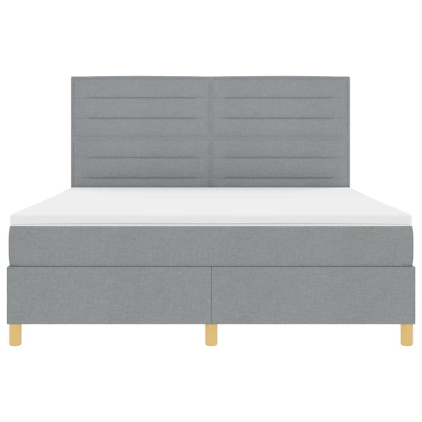 vidaXL LED Box Spring Bed with Mattress Light Gray 180 x 200 cm Fabric