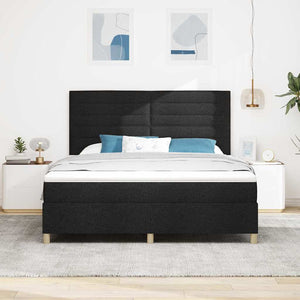 vidaXL LED Box Spring Bed with Mattress Black 180 x 200 cm Fabric