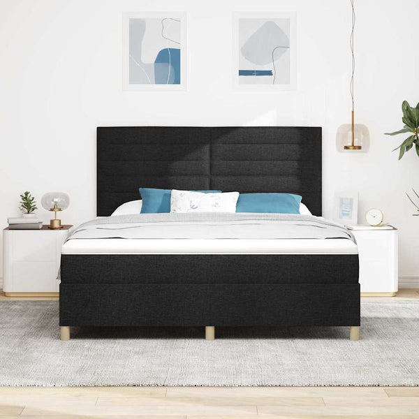 vidaXL LED Box Spring Bed with Mattress Black 180 x 200 cm Fabric