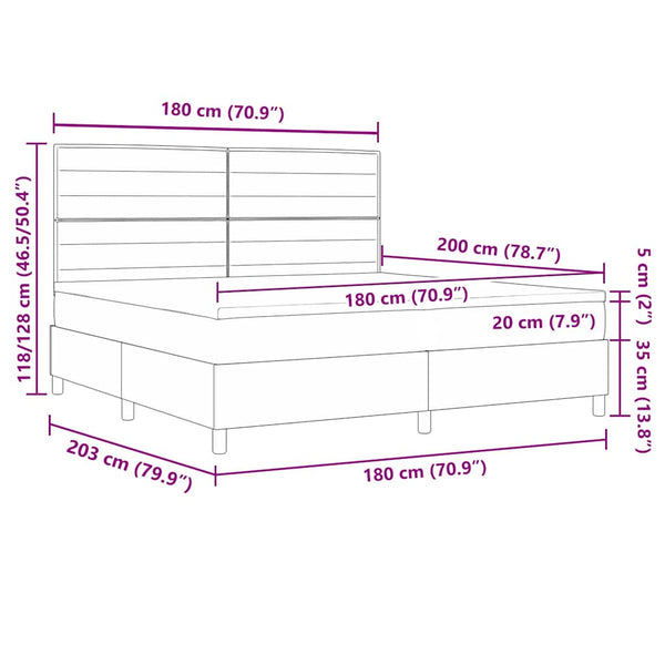vidaXL LED Box Spring Bed with Mattress Black 180 x 200 cm Fabric