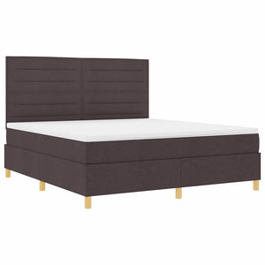 vidaXL LED Box Spring Bed with Mattress Dark Brown 180 x 200 cm Fabric