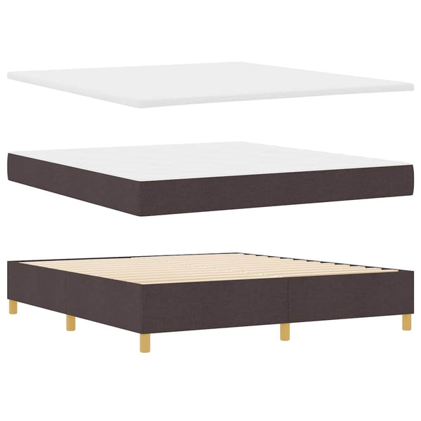 vidaXL LED Box Spring Bed with Mattress Dark Brown 180 x 200 cm Fabric
