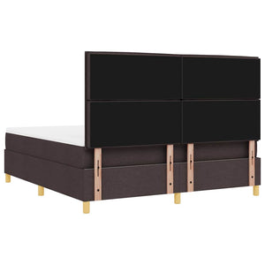 vidaXL LED Box Spring Bed with Mattress Dark Brown 180 x 200 cm Fabric
