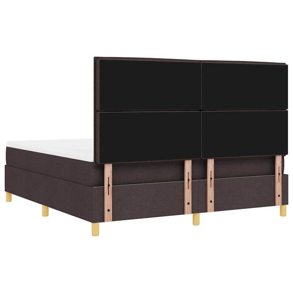 vidaXL LED Box Spring Bed with Mattress Dark Brown 180 x 200 cm Fabric