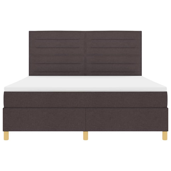 vidaXL LED Box Spring Bed with Mattress Dark Brown 180 x 200 cm Fabric