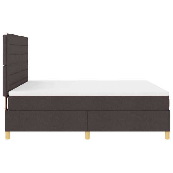 vidaXL LED Box Spring Bed with Mattress Dark Brown 180 x 200 cm Fabric