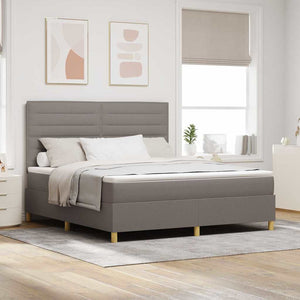 vidaXL LED Box Spring Bed with Mattress Taupe 180 x 200 cm Fabric