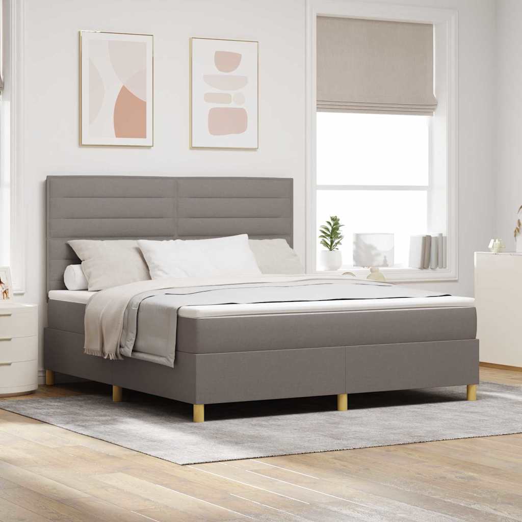 vidaXL LED Box Spring Bed with Mattress Taupe 180 x 200 cm Fabric