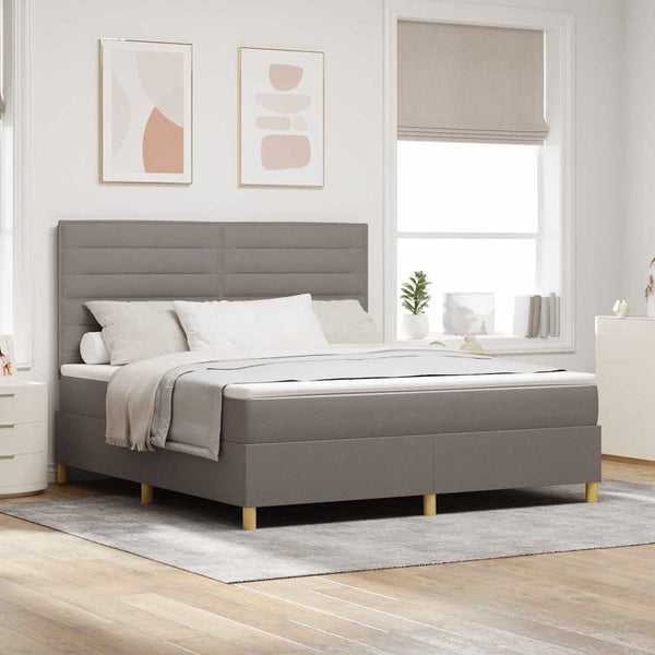 vidaXL LED Box Spring Bed with Mattress Taupe 180 x 200 cm Fabric