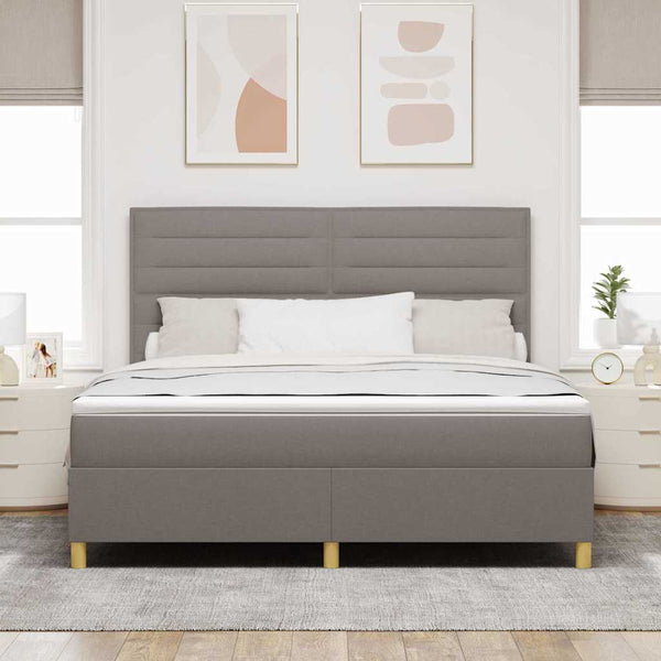 vidaXL LED Box Spring Bed with Mattress Taupe 180 x 200 cm Fabric