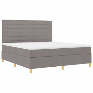 vidaXL LED Box Spring Bed with Mattress Taupe 180 x 200 cm Fabric