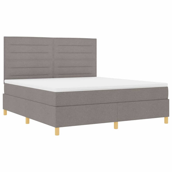 vidaXL LED Box Spring Bed with Mattress Taupe 180 x 200 cm Fabric