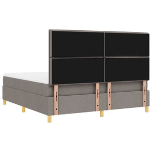 vidaXL LED Box Spring Bed with Mattress Taupe 180 x 200 cm Fabric