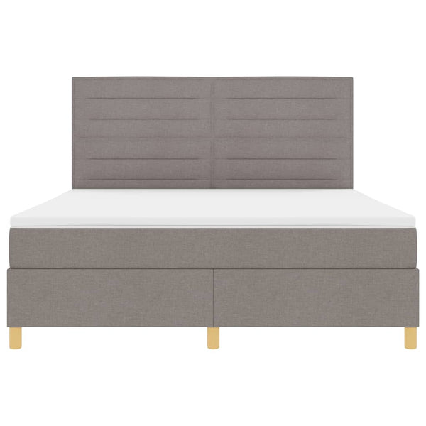 vidaXL LED Box Spring Bed with Mattress Taupe 180 x 200 cm Fabric
