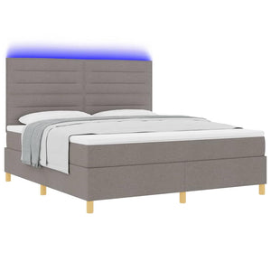 vidaXL LED Box Spring Bed with Mattress Taupe 180 x 200 cm Fabric