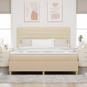 vidaXL LED Box Spring Bed with Mattress Cream 180 x 200 cm Fabric