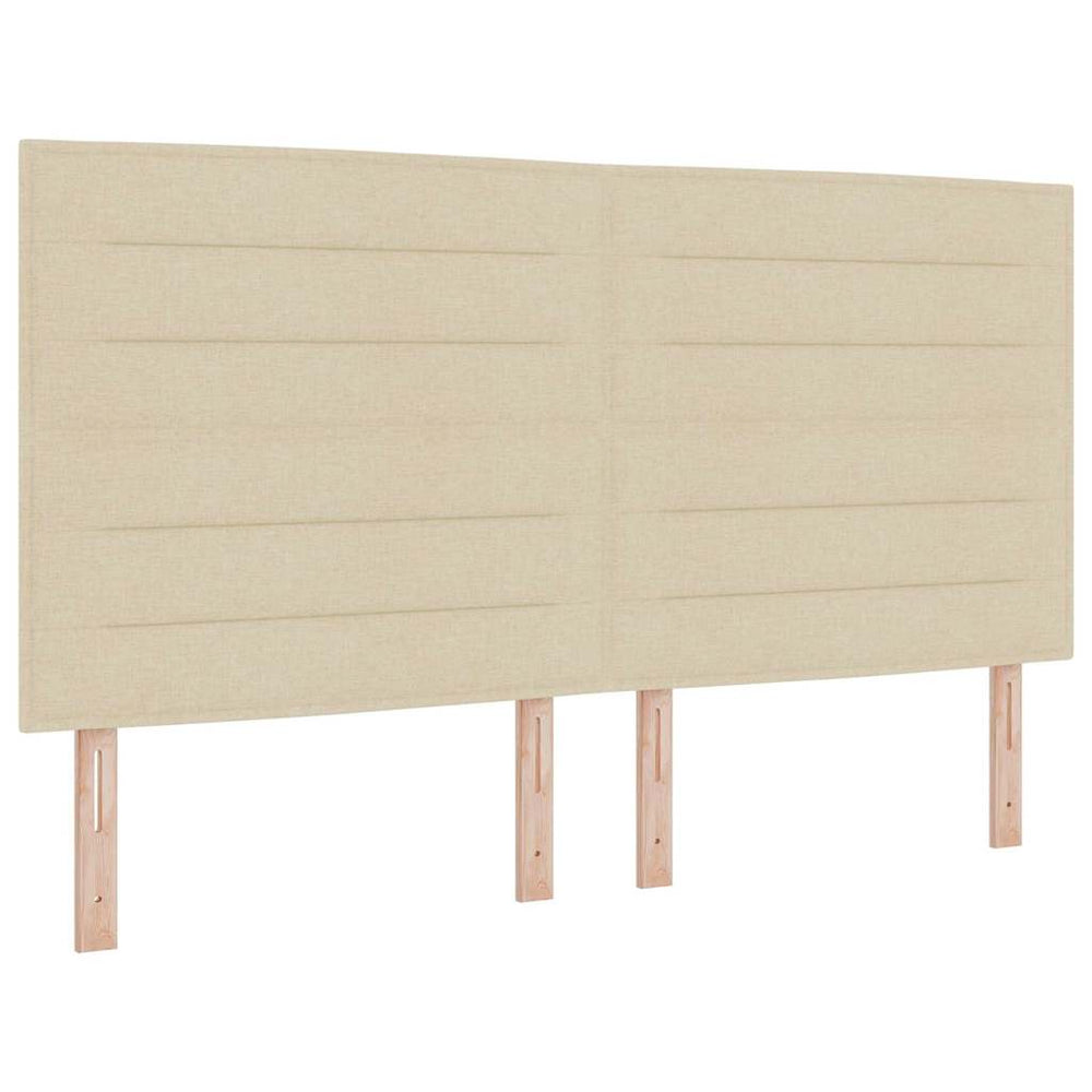 vidaXL LED Box Spring Bed with Mattress Cream 180 x 200 cm Fabric