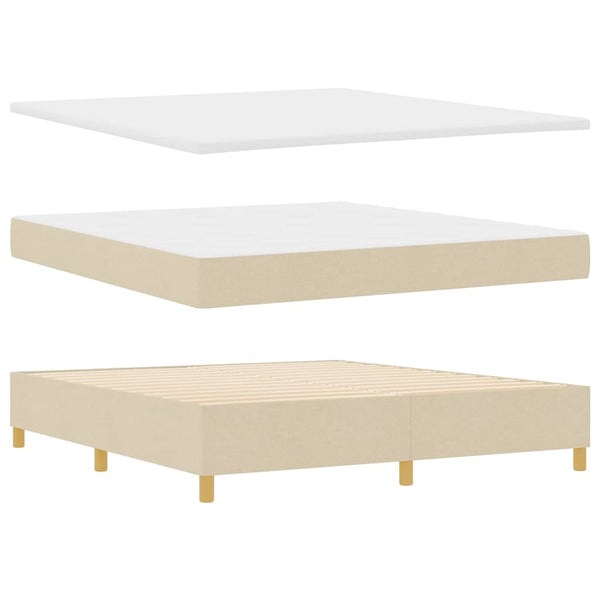 vidaXL LED Box Spring Bed with Mattress Cream 180 x 200 cm Fabric